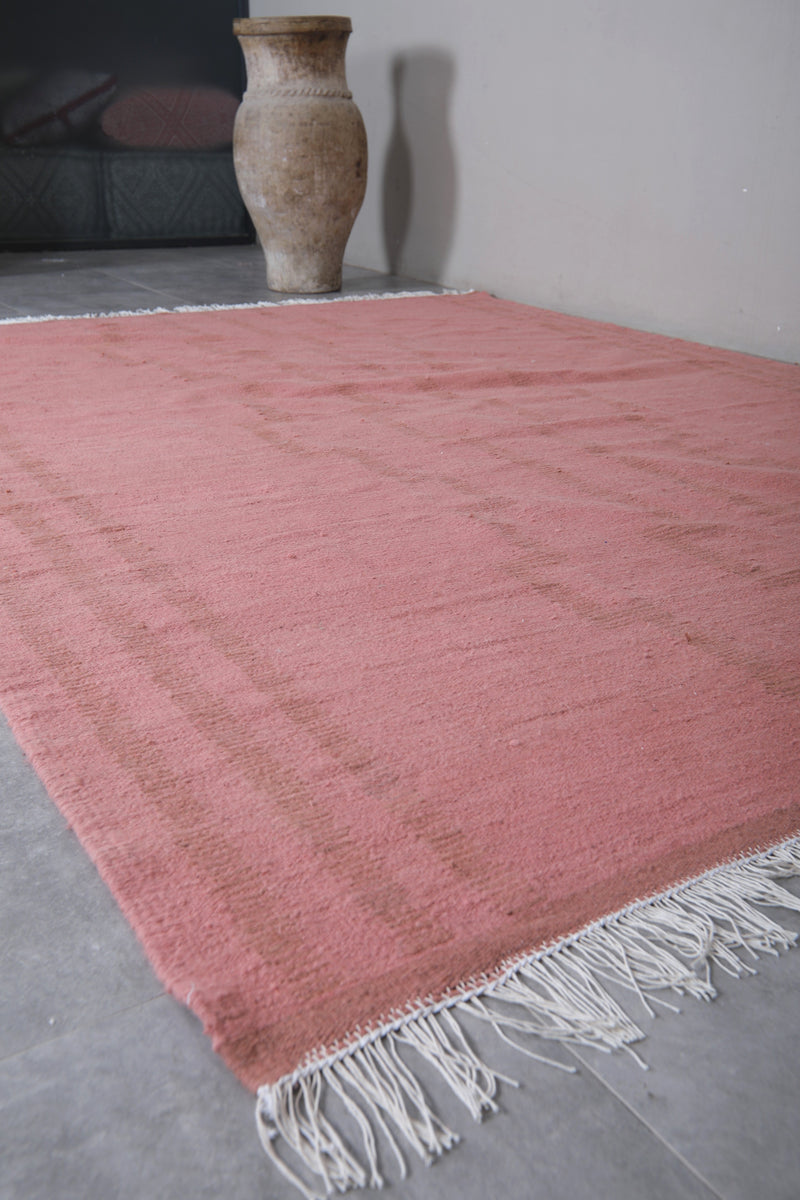 Moroccan Rug - 7.8 X 10.4 Feet | Soft Rose Pink - Flat woven rugs