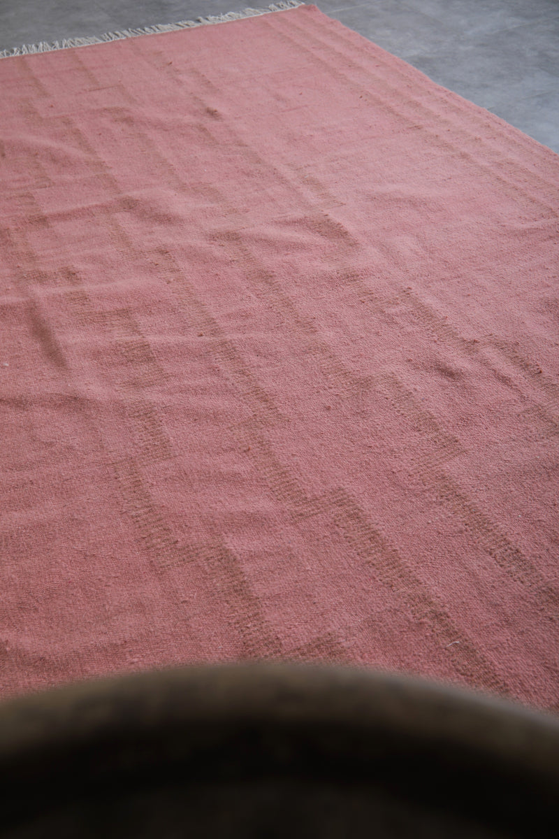 Moroccan Rug - 7.8 X 10.4 Feet | Soft Rose Pink - Flat woven rugs