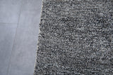 Hand knotted Moroccan rug - Black and gray and white wool - Custom rug