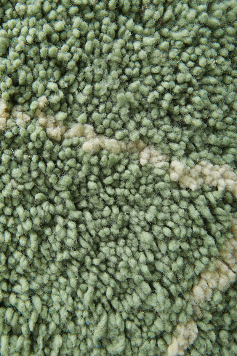 Green handwoven Moroccan beni ourain rug with white diamond lattice - 8.3 ft x 10 ft