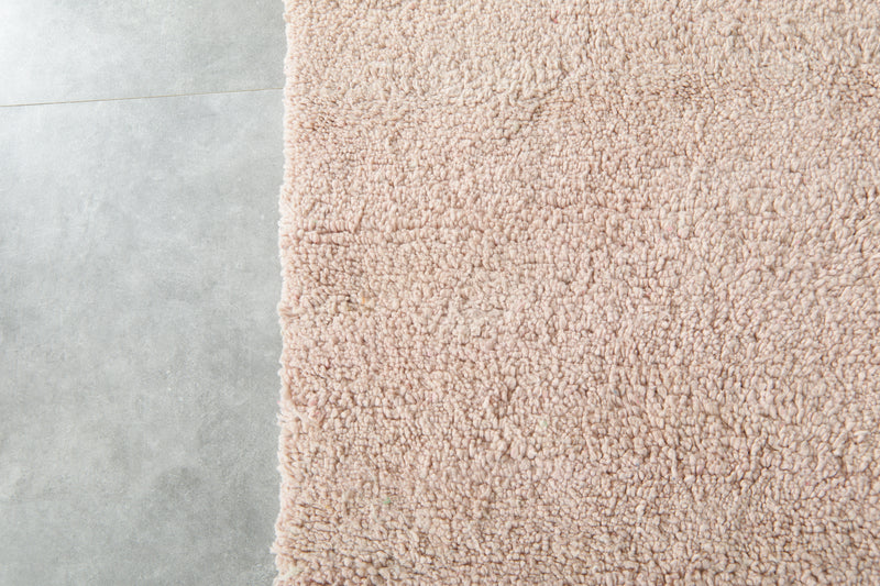 Minimalist pink Moroccan beni ourain rug - Handmade wool carpet - 7.6 ft x 8.5 ft