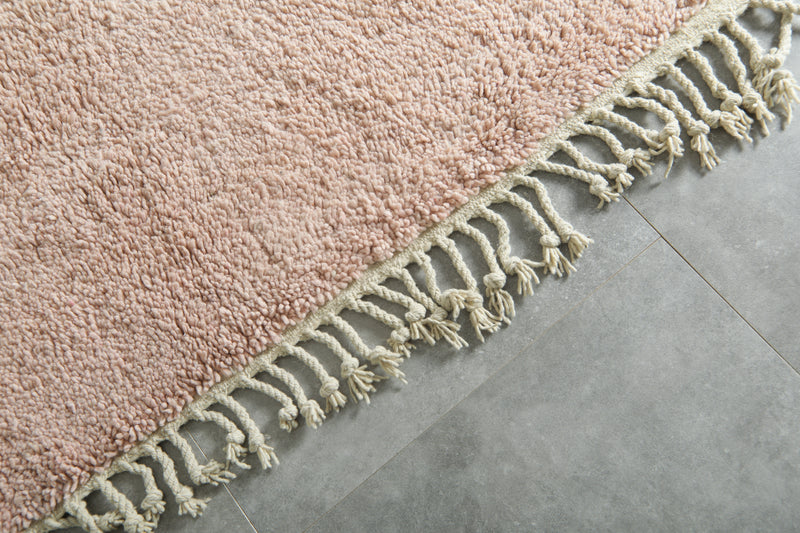 Minimalist pink Moroccan beni ourain rug - Handmade wool carpet - 7.6 ft x 8.5 ft