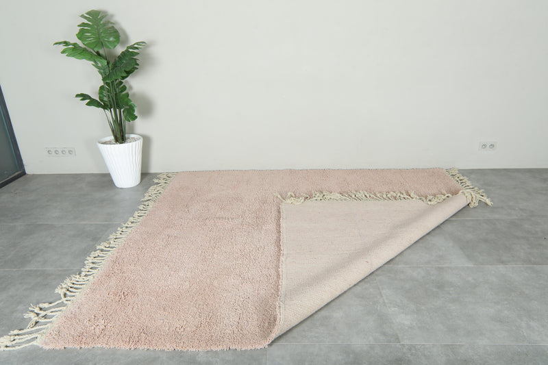 Minimalist pink Moroccan beni ourain rug - Handmade wool carpet - 7.6 ft x 8.5 ft