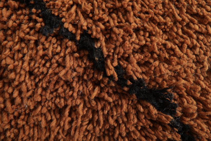 Handwoven Moroccan beni ourain rug – Rich brown wool with black diamond pattern - 7.8 ft x 10.3 ft