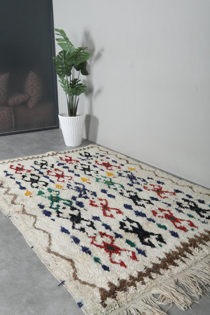 Hand-Knotted Berber Rug 6.1x8.3 ft - Moroccan Wool Azilal Rug - Azilal rugs
