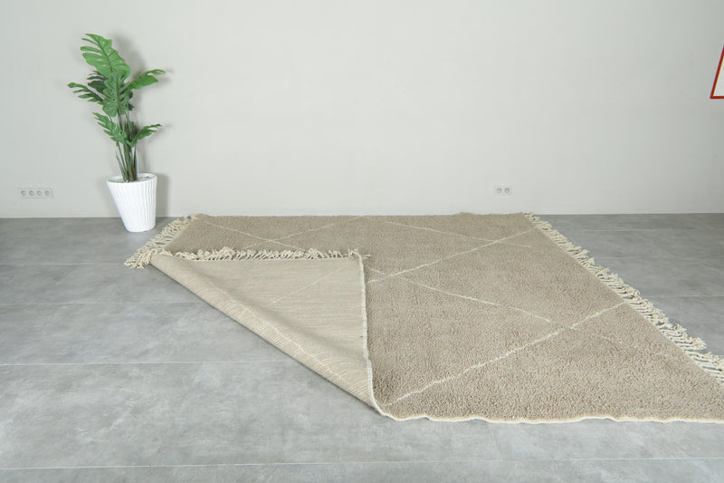 Moroccan beni ourain rug - Beige wool with white diamond lattice - 8.5 ft x 10 ft