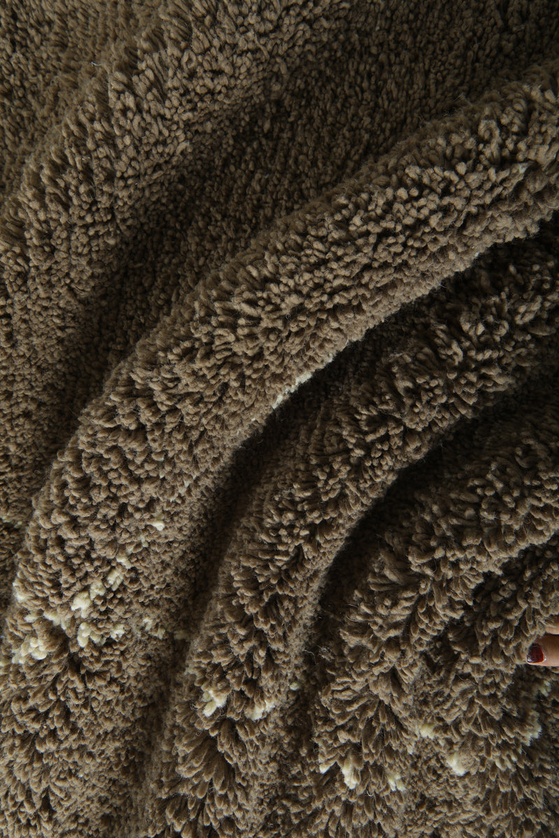 Moroccan beni ourain rug - Textured brown wool with white diamond lattice - 8.2 ft x 10.2 ft