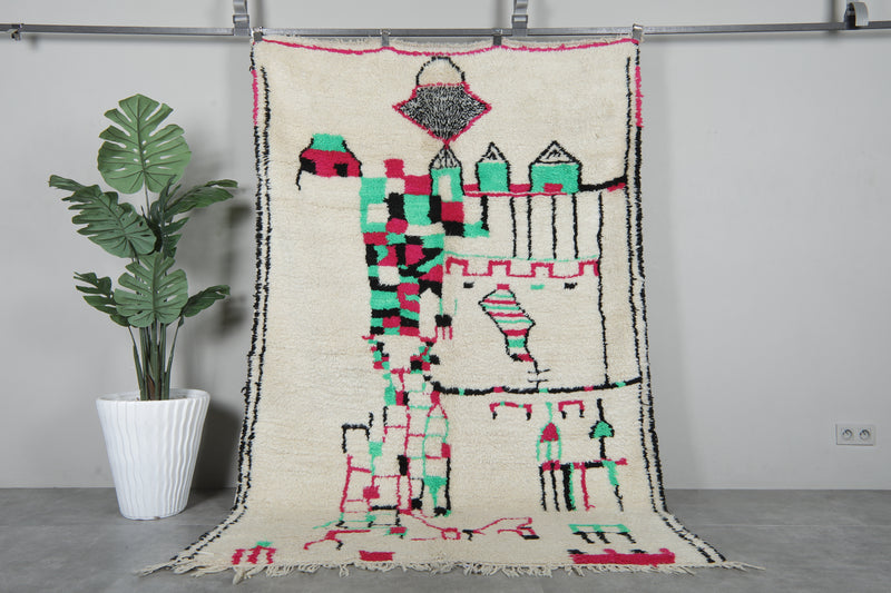 Hand-Knotted Moroccan Berber Rug 5.2x7.8 ft - Traditional Tribal Wool Rug - 