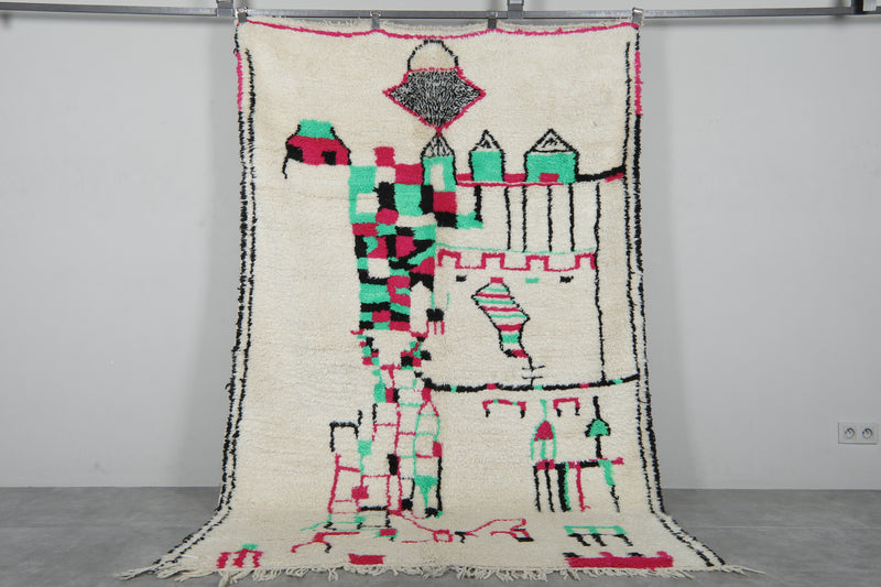 Hand-Knotted Moroccan Berber Rug 5.2x7.8 ft - Traditional Tribal Wool Rug - 