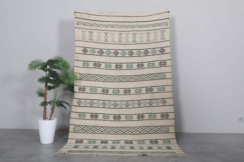 Handmade Moroccan Rug 4.6x7.8 FT - Geometric Tribal Design - 