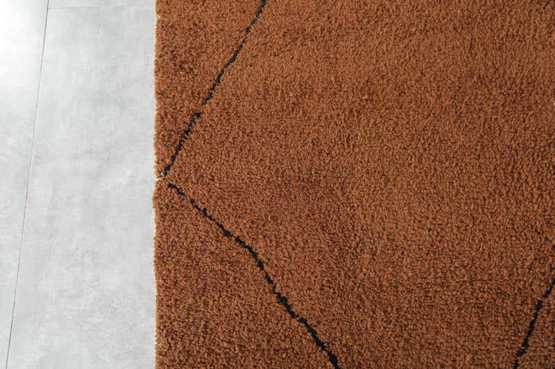 Moroccan beni ourain rug - Brown wool with black diamond pattern - 8.2 ft x 10 ft