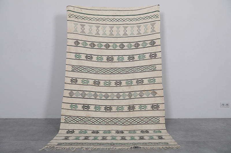 Handmade Moroccan Rug 4.6x7.8 FT - Geometric Tribal Design - 