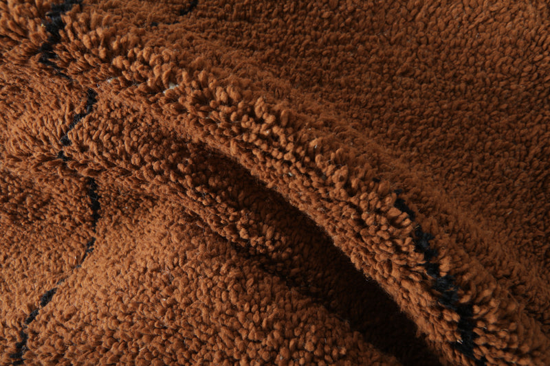 Moroccan beni ourain rug - Brown wool with black diamond pattern - 8.2 ft x 10 ft