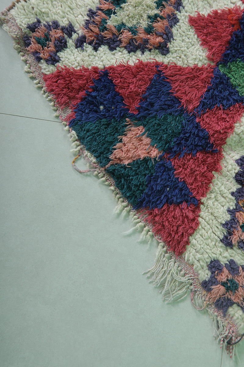 Geometric Moroccan Berber Rug - 2.6 X 7.4 Feet - Boucherouite Rugs