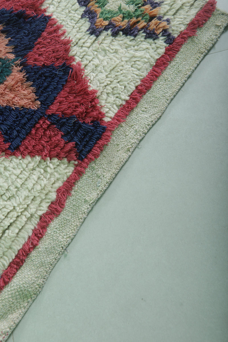 Geometric Moroccan Berber Rug - 2.6 X 7.4 Feet - Boucherouite Rugs