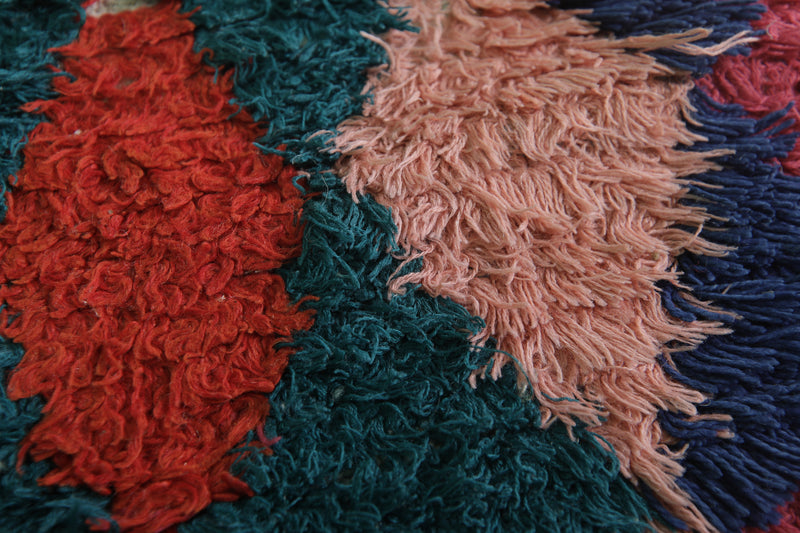 Geometric Moroccan Berber Rug - 2.6 X 7.4 Feet - Boucherouite Rugs