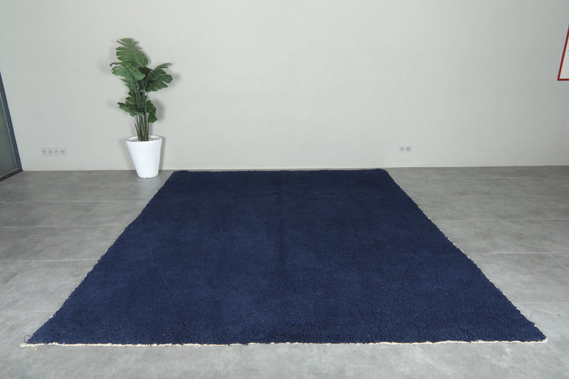 Navy Moroccan beni ourain rug - Handmade wool carpet - 8.3 ft x 10 ft