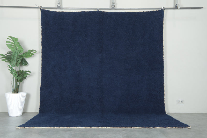 Navy Moroccan beni ourain rug - Handmade wool carpet - 8.3 ft x 10 ft