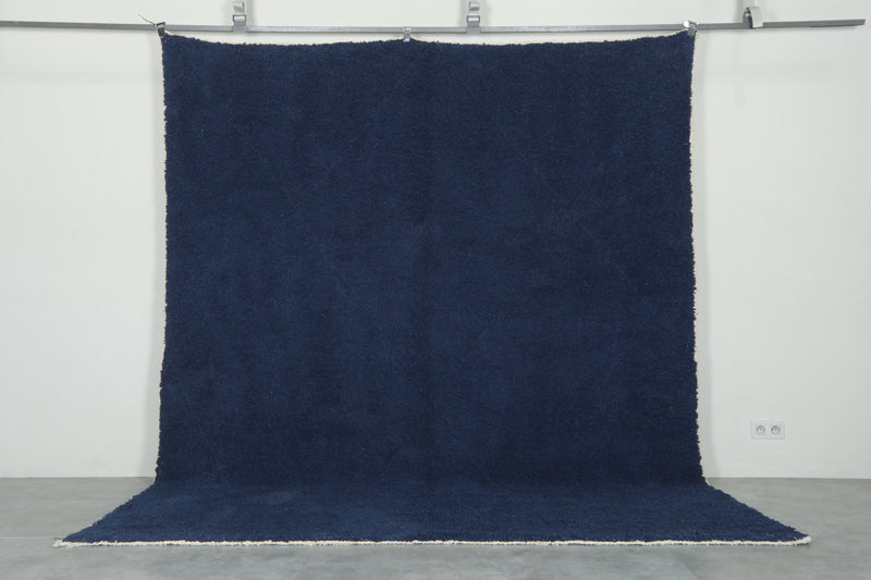 Navy Moroccan beni ourain rug - Handmade wool carpet - 8.3 ft x 10 ft