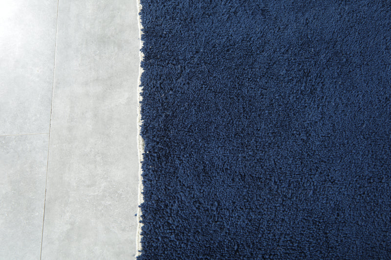 Navy Moroccan beni ourain rug - Handmade wool carpet - 8.3 ft x 10 ft