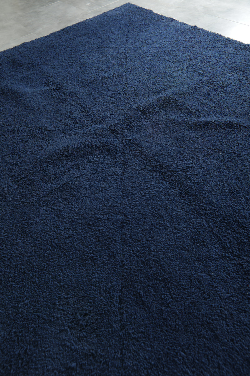 Navy Moroccan beni ourain rug - Handmade wool carpet - 8.3 ft x 10 ft