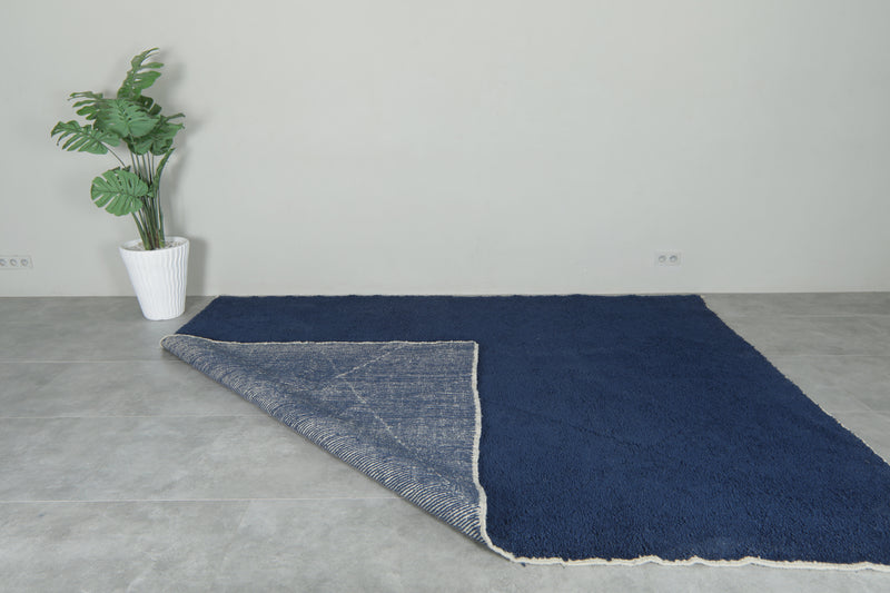Navy Moroccan beni ourain rug - Handmade wool carpet - 8.3 ft x 10 ft