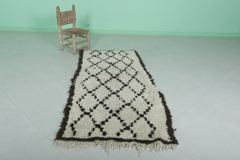 Handwoven Moroccan Rug - 2.9 X 6.2 Feet | Berber Wool Carpet - Boucherouite Rugs