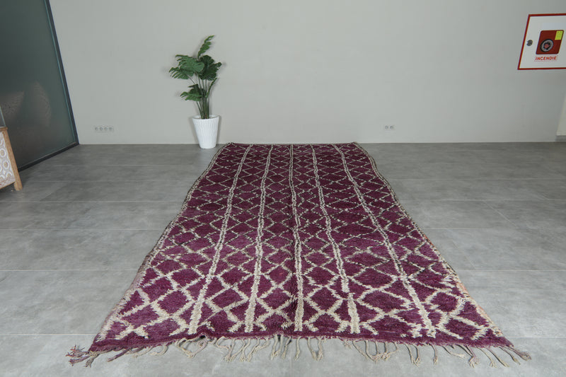 Purple Moroccan rug with geometric designe 6.7 ft x 13.2 ft - Handmade