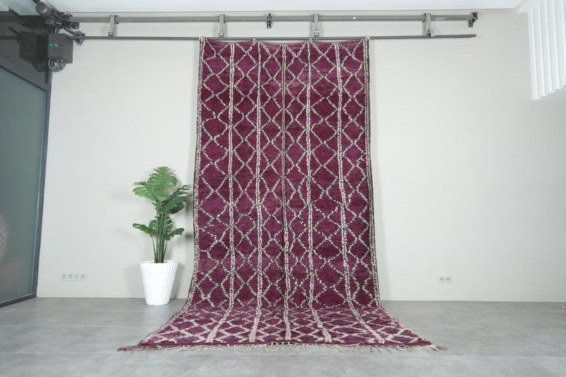 Purple Moroccan rug with geometric designe 6.7 ft x 13.2 ft - Handmade