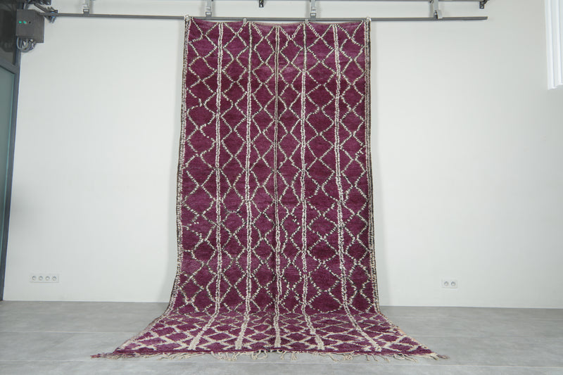 Purple Moroccan rug with geometric designe 6.7 ft x 13.2 ft - Handmade