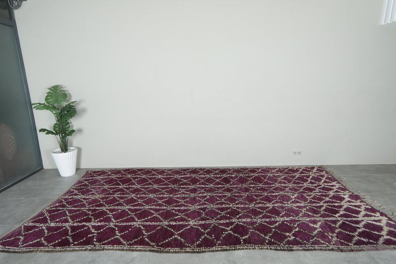 Purple Moroccan rug with geometric designe 6.7 ft x 13.2 ft - Handmade