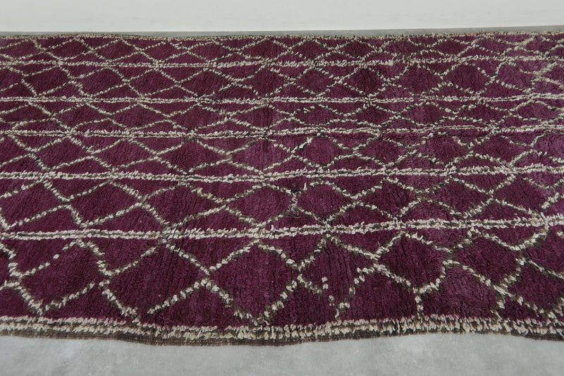 Purple Moroccan rug with geometric designe 6.7 ft x 13.2 ft - Handmade