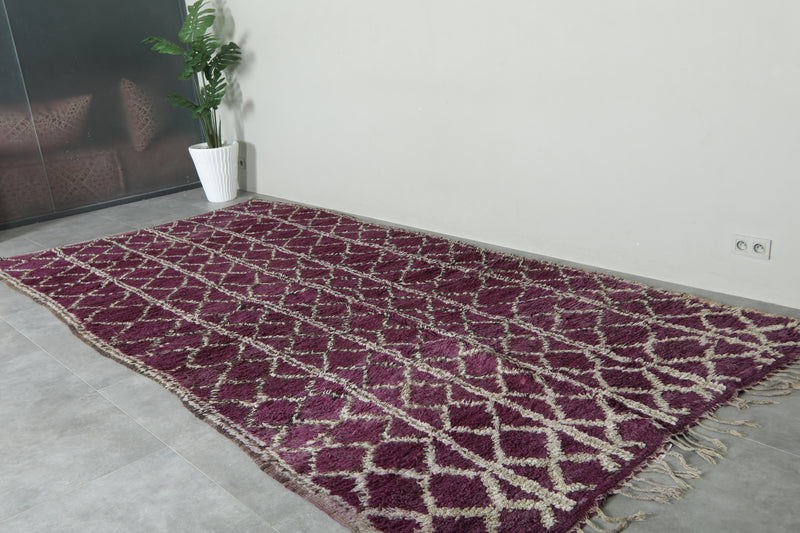 Purple Moroccan rug with geometric designe 6.7 ft x 13.2 ft - Handmade