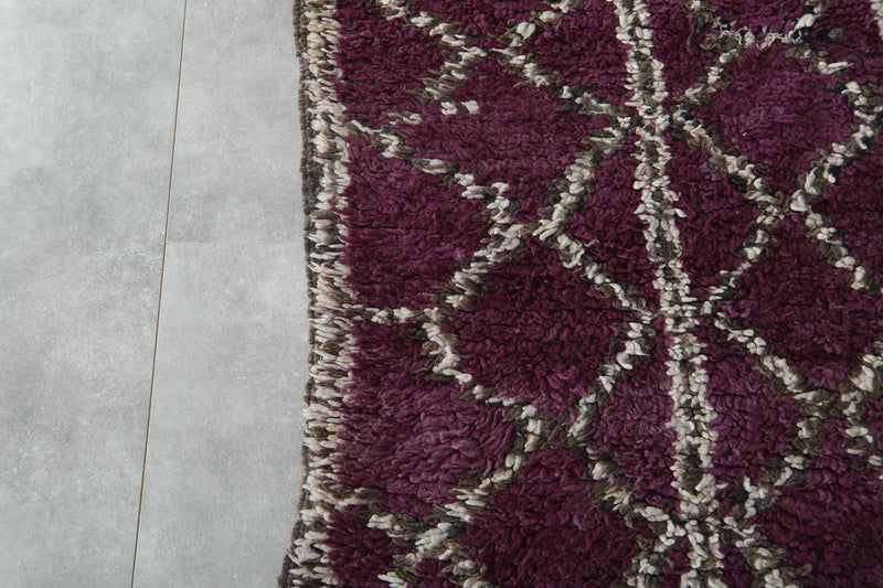 Purple Moroccan rug with geometric designe 6.7 ft x 13.2 ft - Handmade
