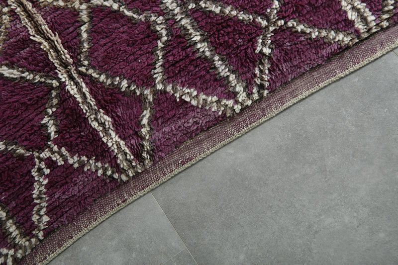 Purple Moroccan rug with geometric designe 6.7 ft x 13.2 ft - Handmade
