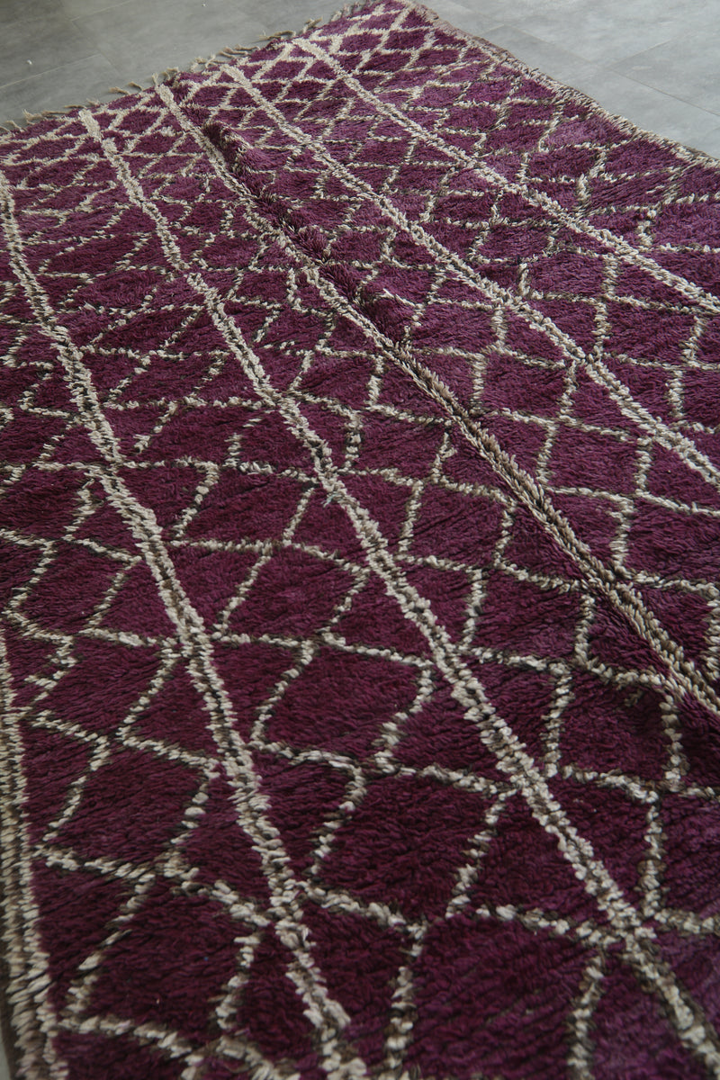 Purple Moroccan rug with geometric designe 6.7 ft x 13.2 ft - Handmade