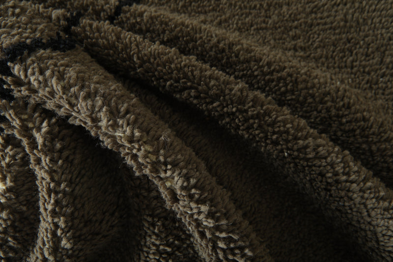 Brown Moroccan beni ourain with black diamond patter - 8.3 ft x 10.4 ft