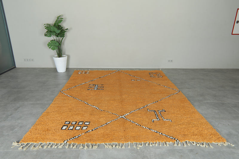 Moroccan berber rug handwoven wool orange area rug - 8 ft x 10.1 ft