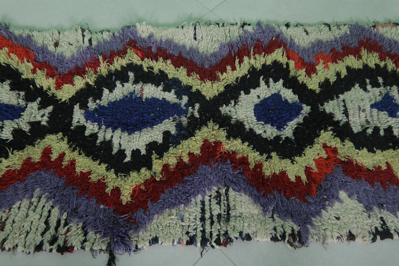 Moroccan Berber Rug - 2.4 x 6 ft Bold Tribal Pattern - Boucherouite Rugs