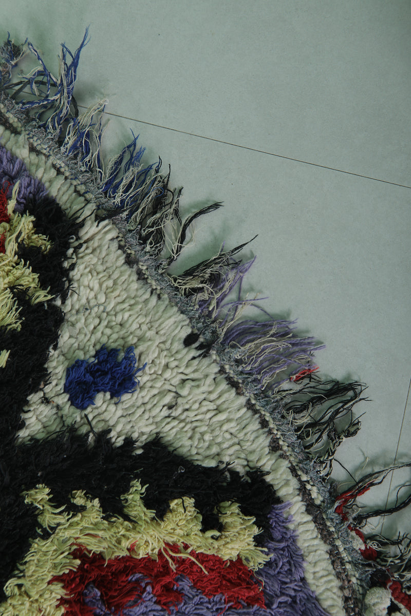 Moroccan Berber Rug - 2.4 x 6 ft Bold Tribal Pattern - Boucherouite Rugs