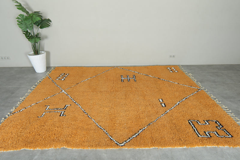 Moroccan berber rug handwoven wool orange area rug - 8 ft x 10.1 ft
