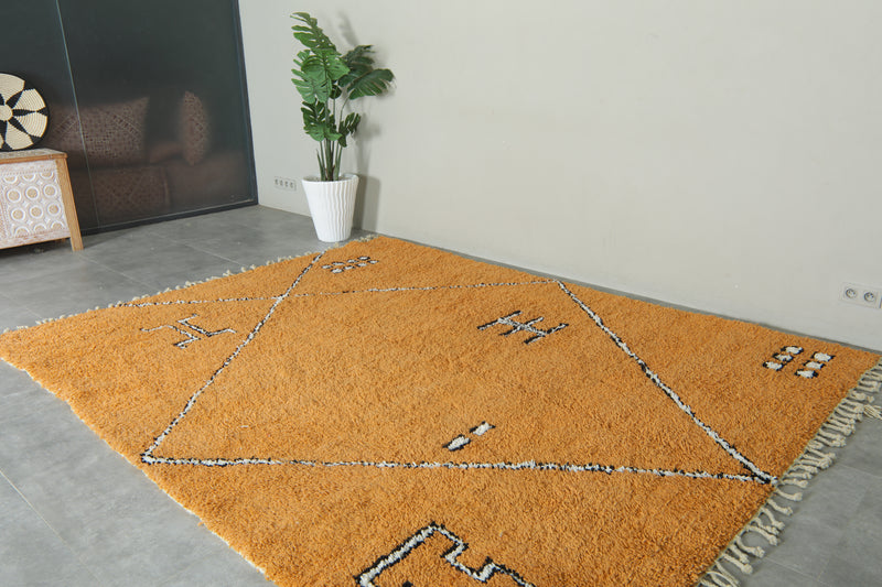 Moroccan berber rug handwoven wool orange area rug - 8 ft x 10.1 ft