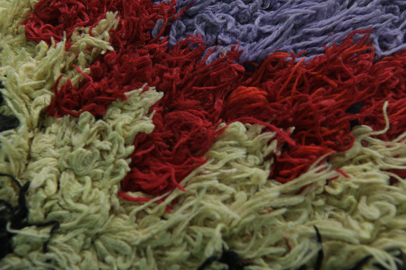 Moroccan Berber Rug - 2.4 x 6 ft Bold Tribal Pattern - Boucherouite Rugs