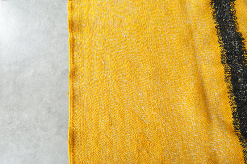 Yellow & black Moroccan flatwoven rug - 7.8 ft x 10.8 ft