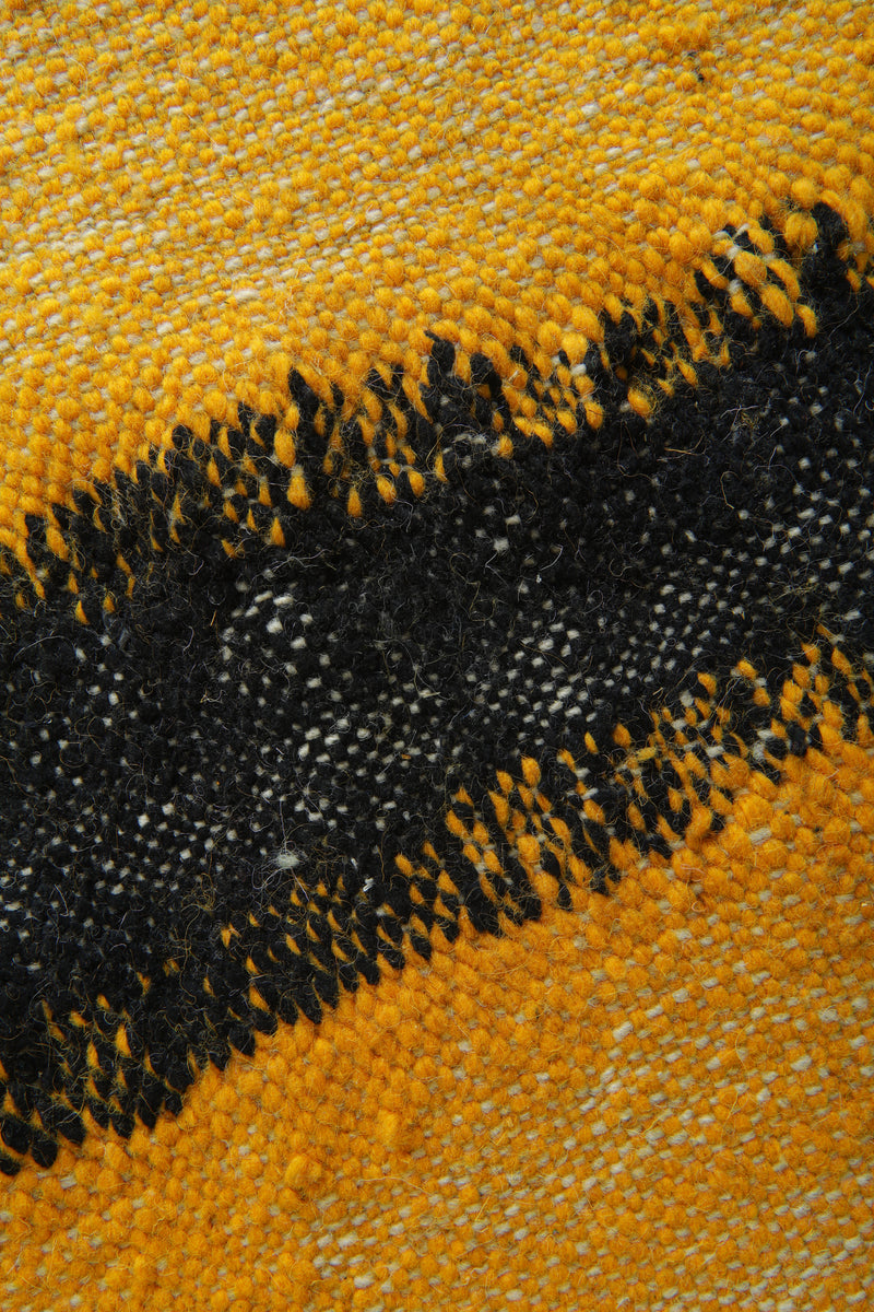 Yellow & black Moroccan flatwoven rug - 7.8 ft x 10.8 ft