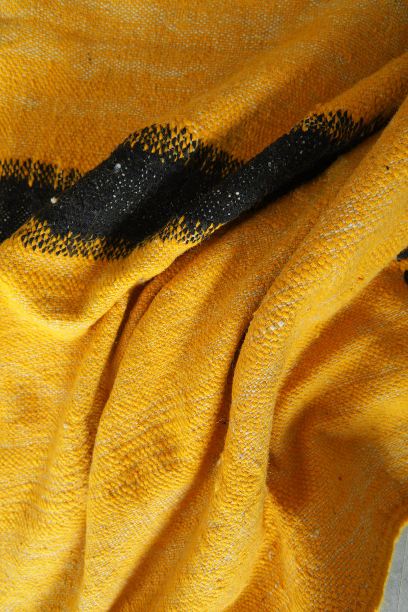 Yellow & black Moroccan flatwoven rug - 7.8 ft x 10.8 ft