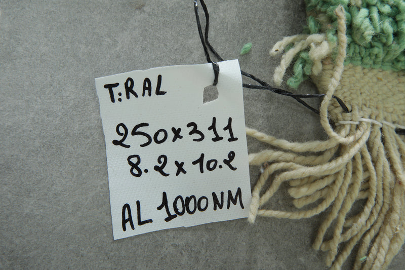 Green beni ourain rug – Handwoven wool - 8.2 ft x 10.2 ft