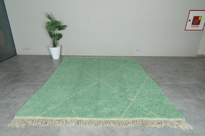 Green beni ourain rug – Handwoven wool - 8.2 ft x 10.2 ft