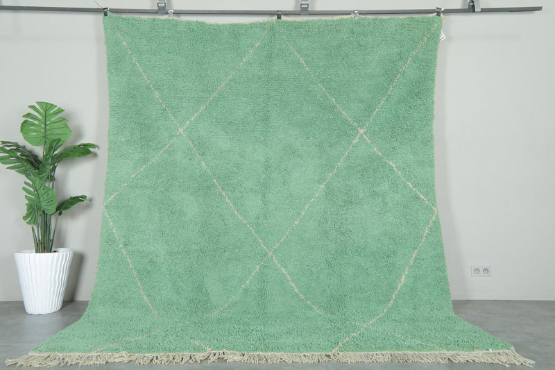 Green beni ourain rug – Handwoven wool - 8.2 ft x 10.2 ft