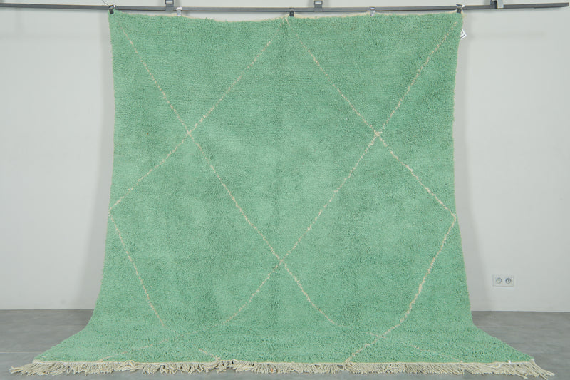 Green beni ourain rug – Handwoven wool - 8.2 ft x 10.2 ft
